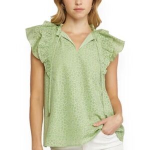 Entro Green ruffle top